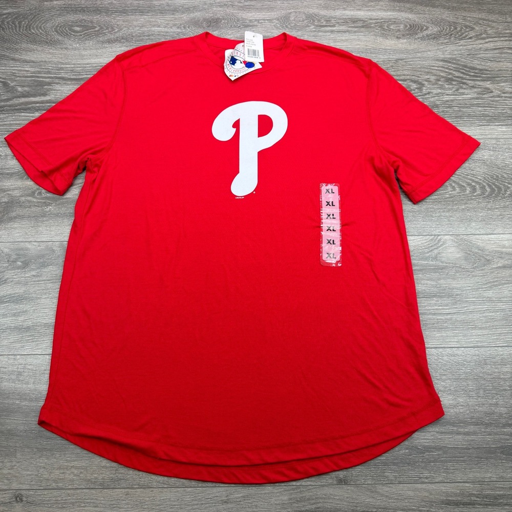 Philadelphia Phillies T Shirt Mens XL Red MLB Baseball Classic Big Logo Tee NWT